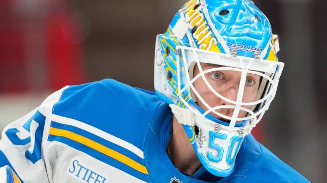 Blues goalie Jordan Binnington