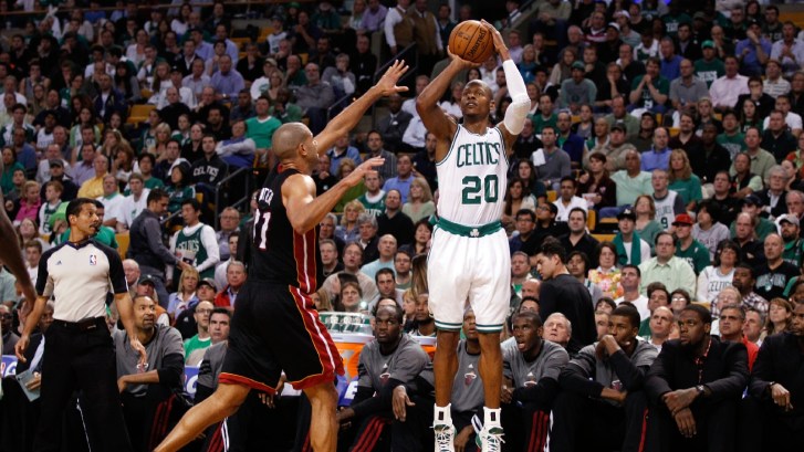 Ray Allen shoots over a defender