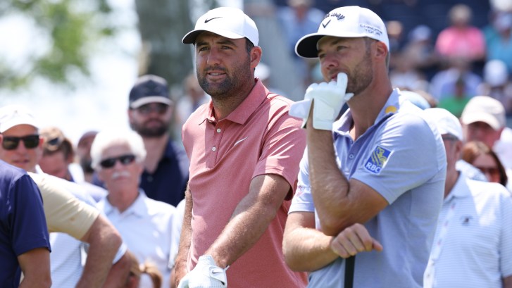 Sam Burns and Scottie Scheffler together at the 2025 U.S. Open Championship