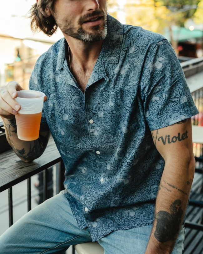 Flint and Tinder Printed Dobby Camp Collar Shirt; shop Huckberry Summer Sale