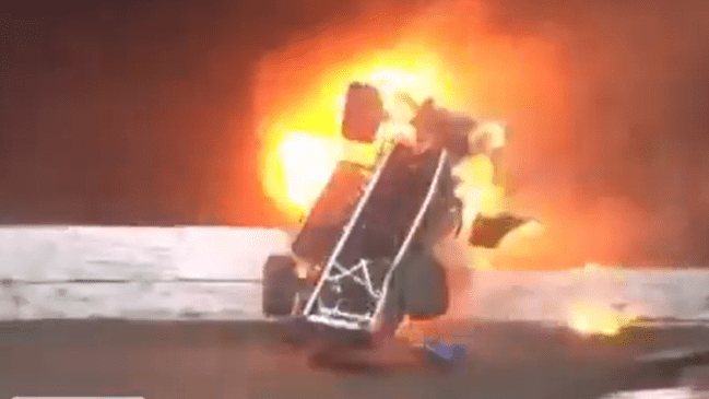 NASCAR driver Stewart Friesen dirt racing crash
