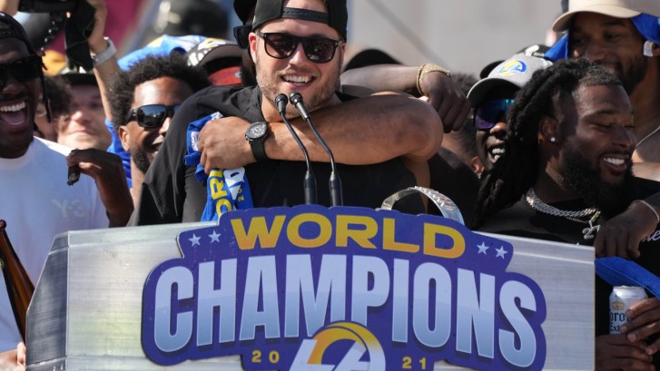 Matthew Stafford wins the Super Bowl with St. Louis Rams