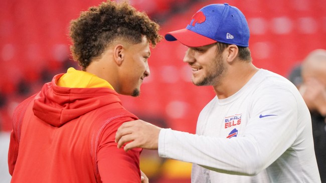 Josh Allen and Patrick Mahomes hugging it out