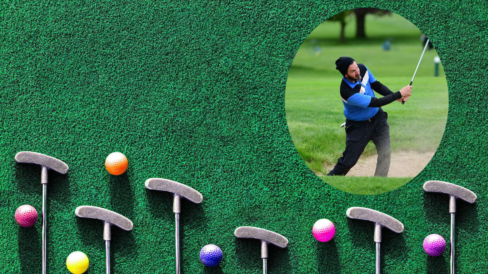 golfer Philippe Gariepy using a mini putter on tour