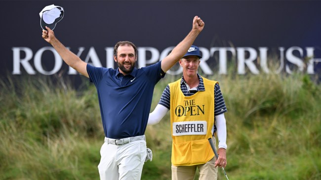 Scottie Scheffler celebrating British Open win