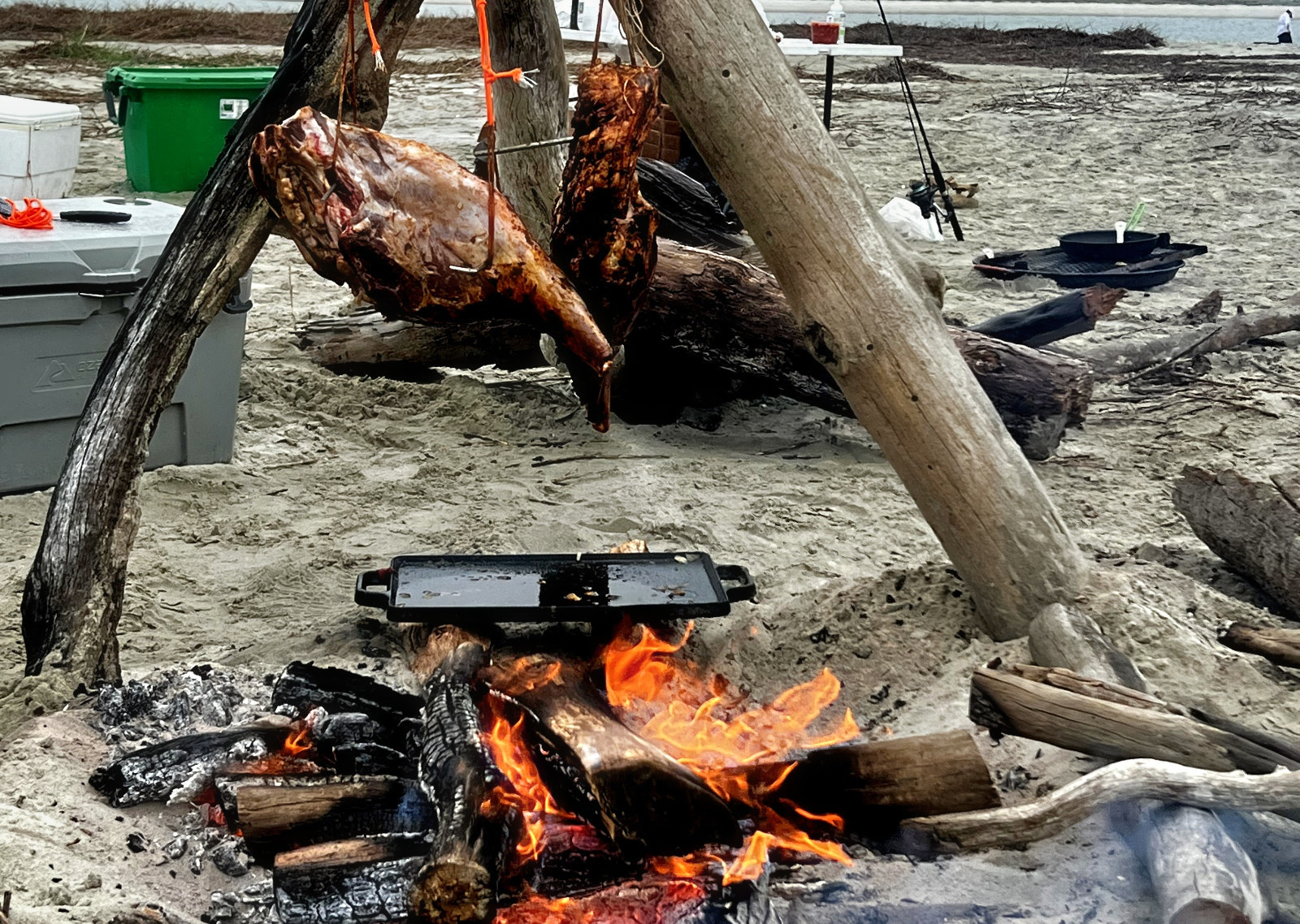 best smoked lamb meat over fire