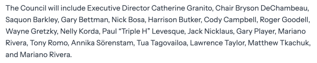 Presidential Fitness council members