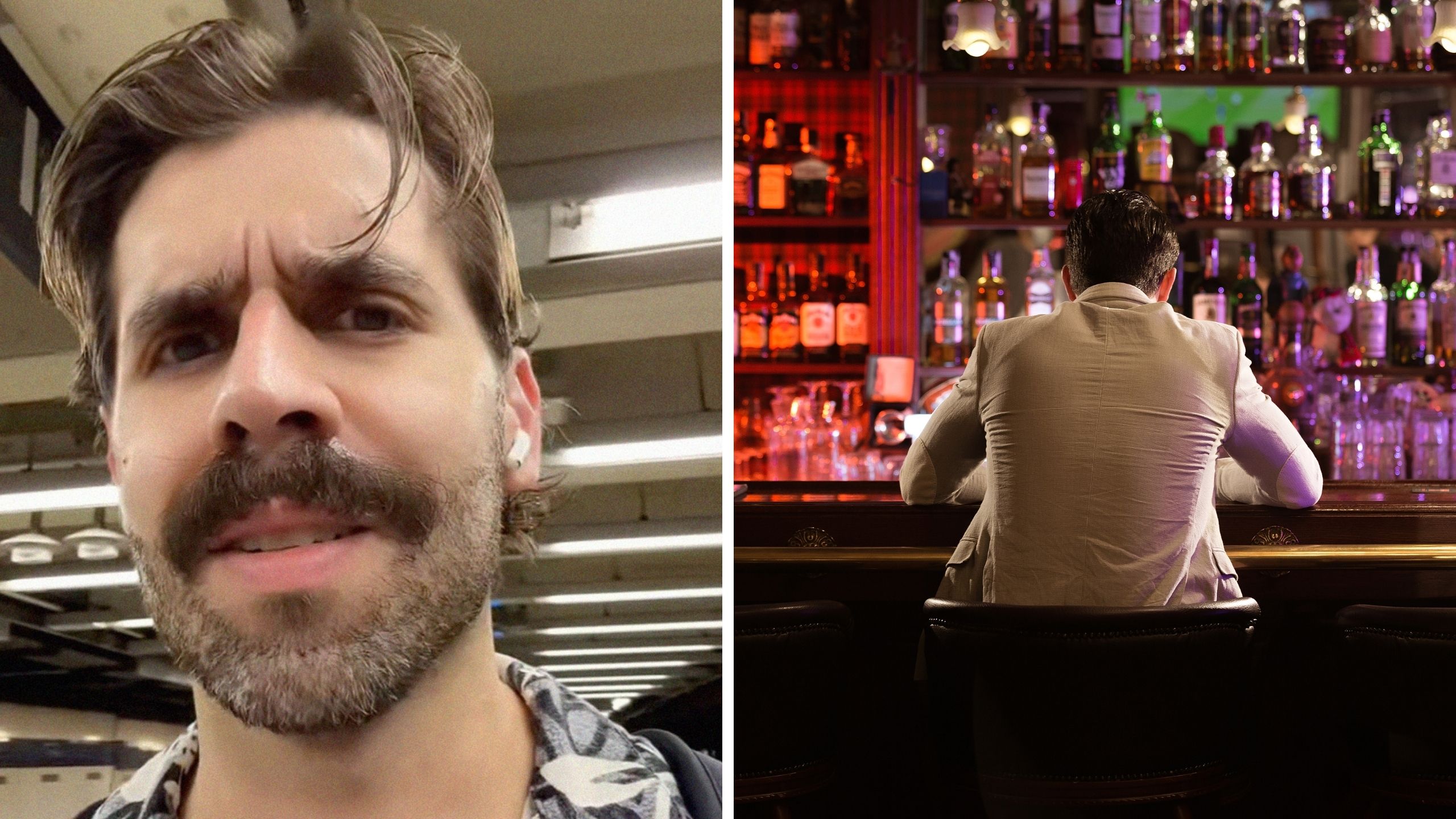 man shares his experience working at a bar next to man sitting at a bar