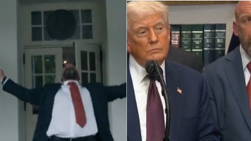 Triple H Does Signature Water Spit Entrance At White House After Meeting With President Trump