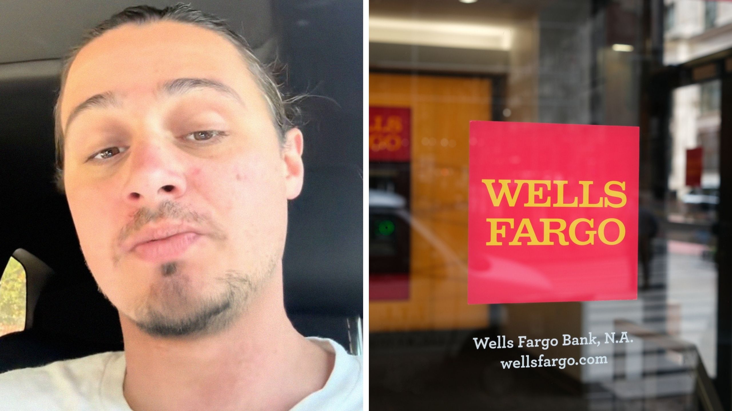 Los Angeles Man next to Wells Fargo Image
