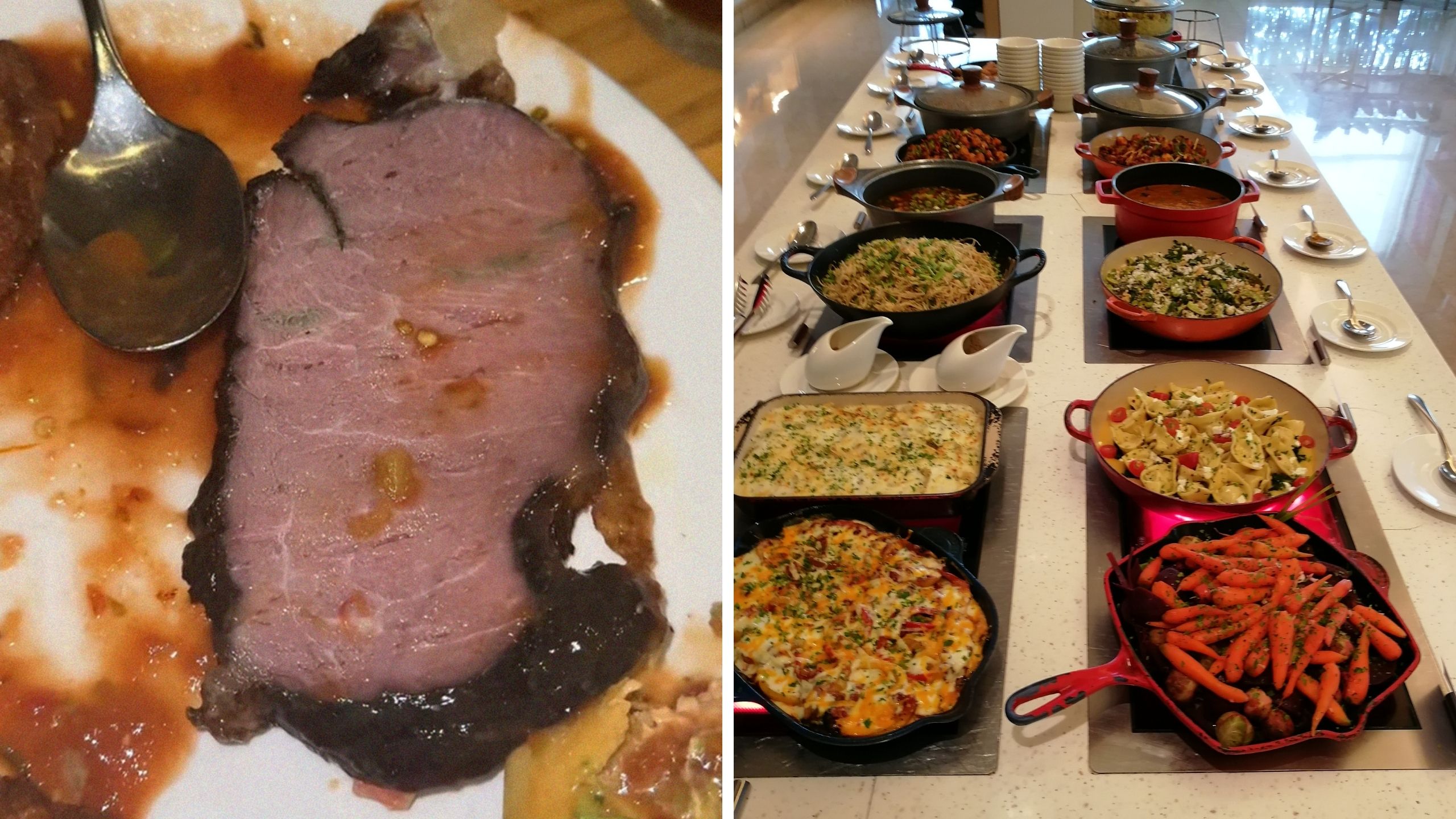 spoiled meat (l) buffet (r)
