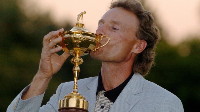 Bernhard Langer kissing Ryder Cup
