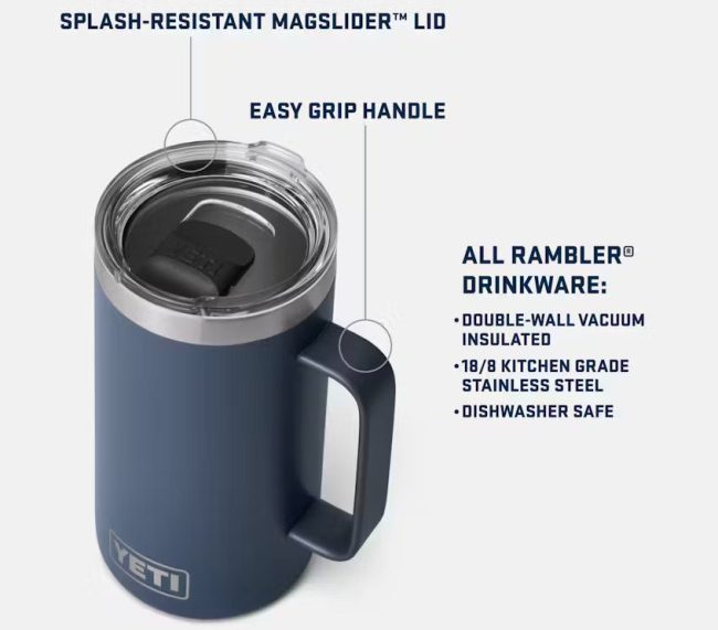 YETI Rambler® 24 oz Mug with Magslider™ Lid for tailgating