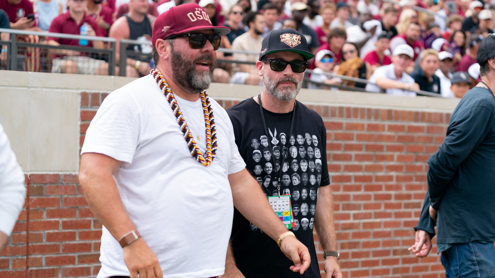 Bert Kreischer on Bobby Bowden Field at Doak Campbell Stadium before FSU - Alabama game
