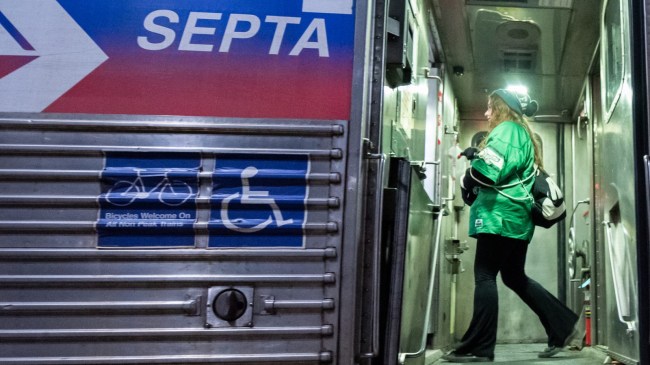 Eagles fan on SEPTA train