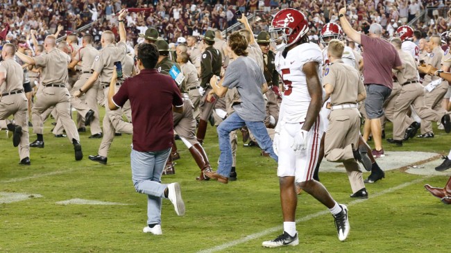 Fans storm field after Texas A&M and Alabama game in 2021