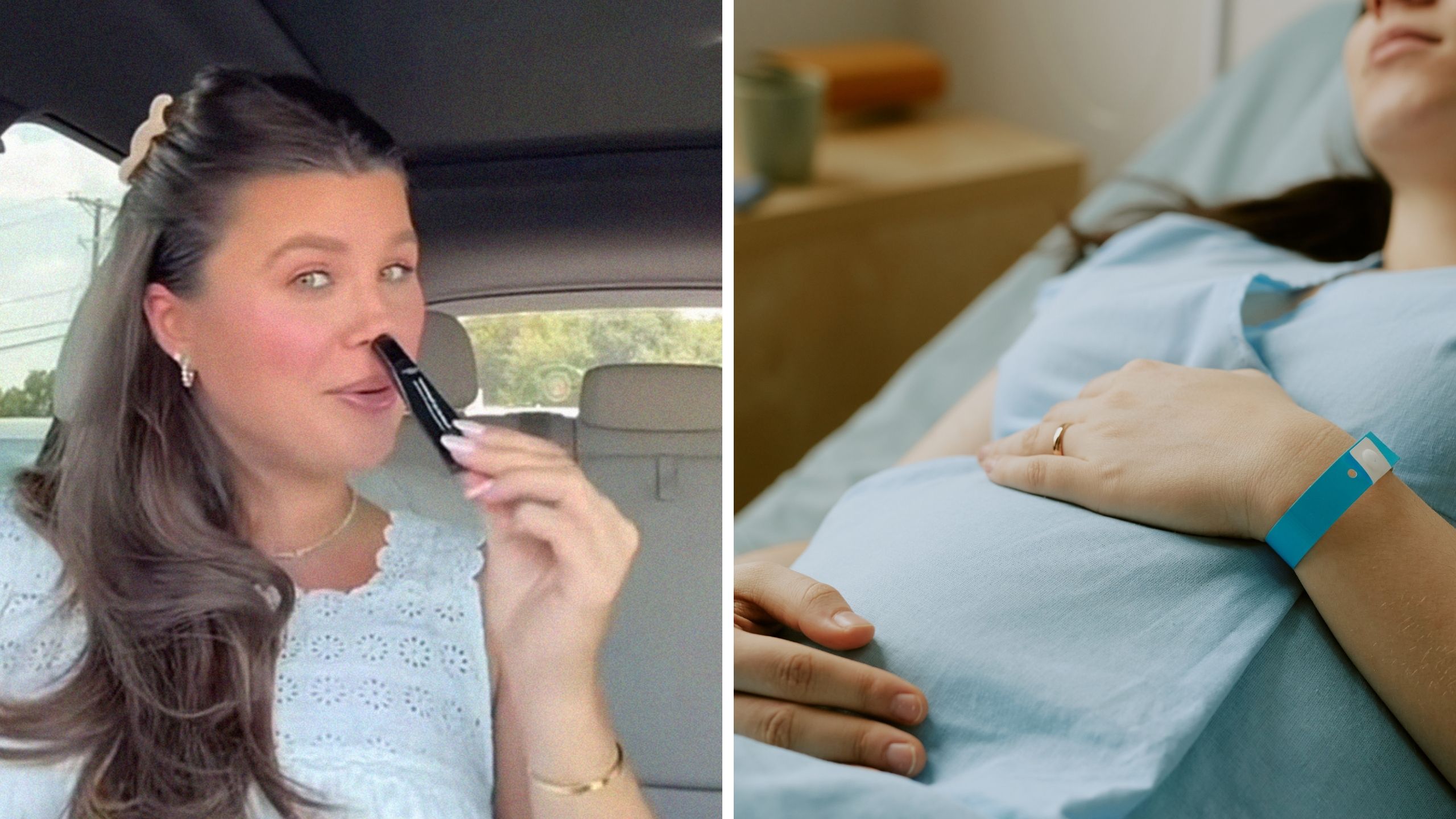 claire couv smith talking next to pregnant woman