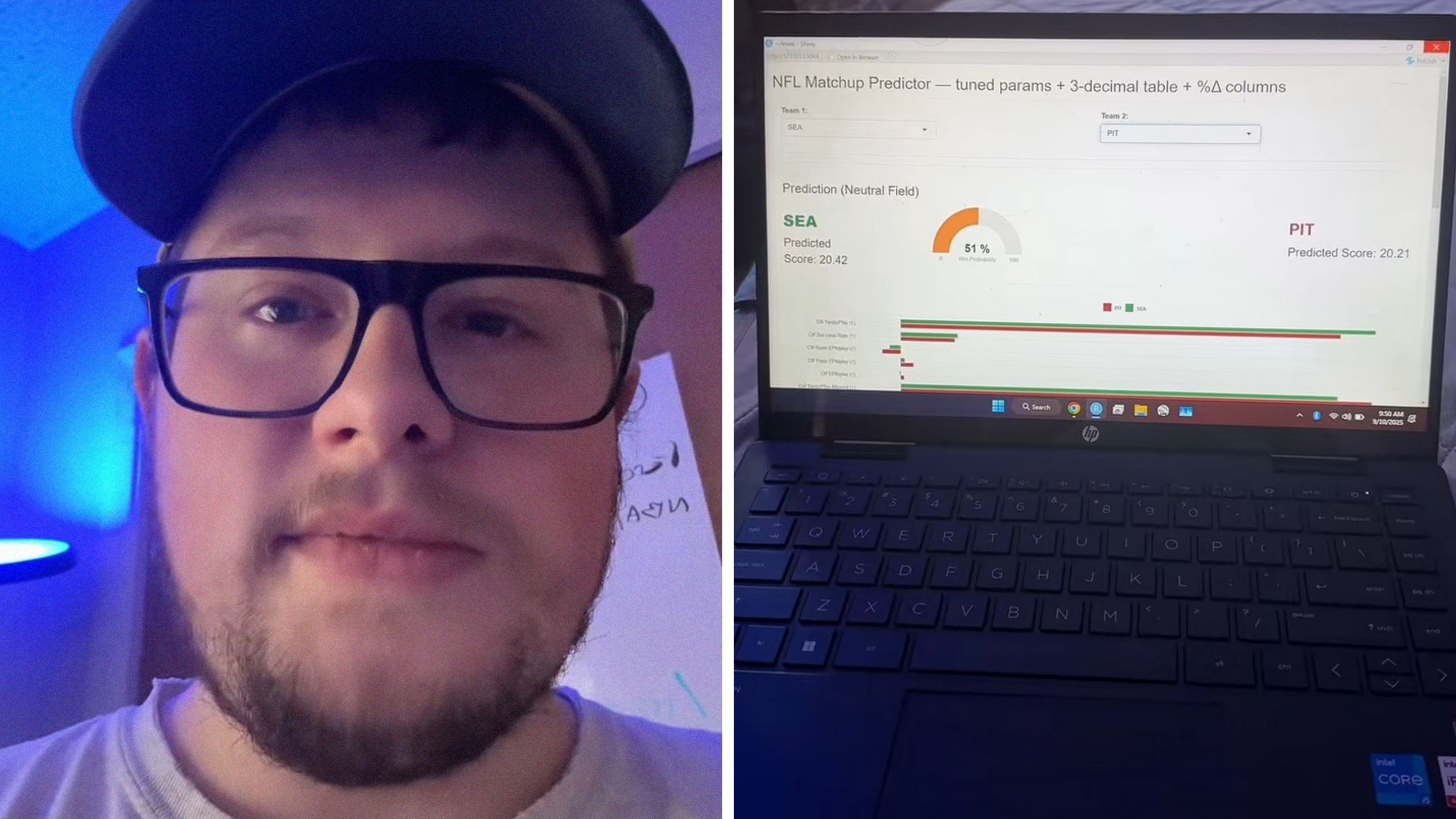 man shares his predictions (l) nfl predictions (r)