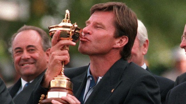 Nick Faldo kissing Ryder Cup