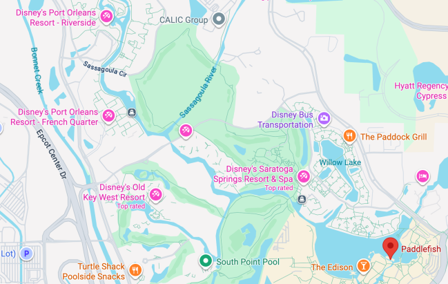 Paddlefish Disney Springs area map