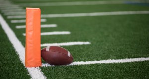 Football in the Redzone, almost a touchdown on the goal line.