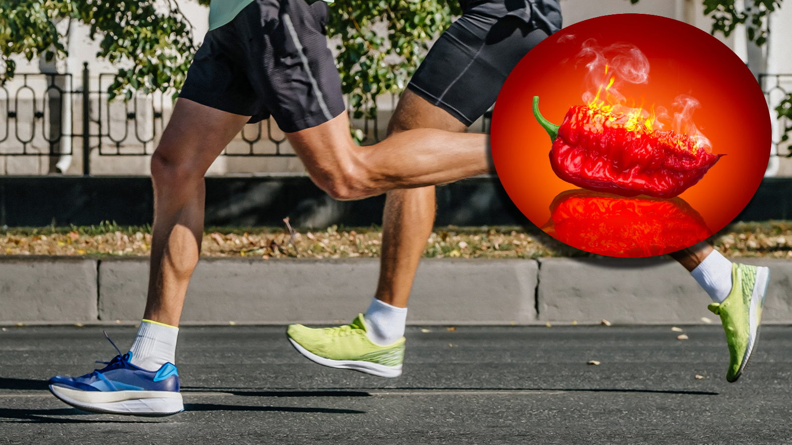 runners next to photo of a Carolina Reaper pepper