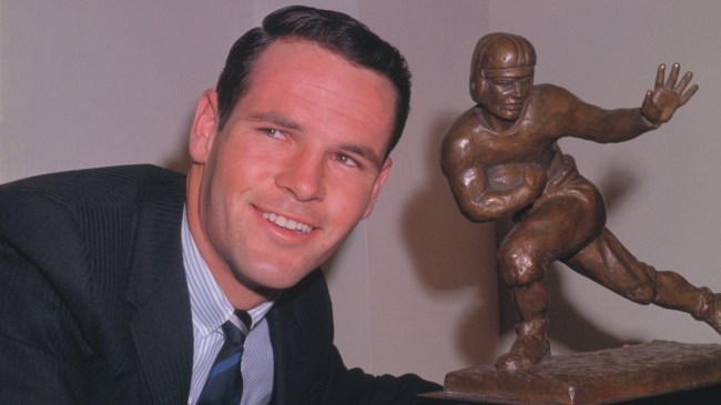 Notre Dame QB John Huarte with Heisman Trophy