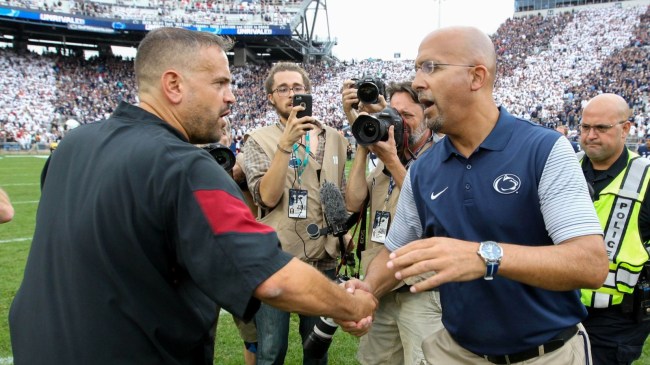 Matt Rhule and Penn State head coach James Franklin