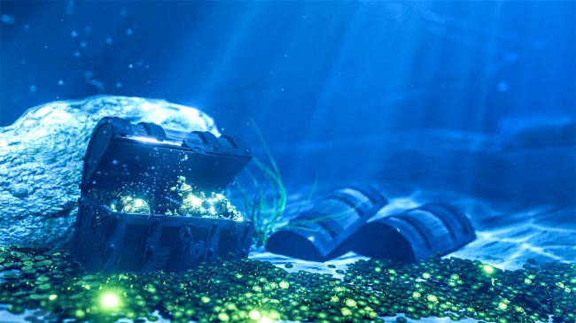 Treasure-Chest-with-Gold-Coins-Hidden-Beneath-the-Sea