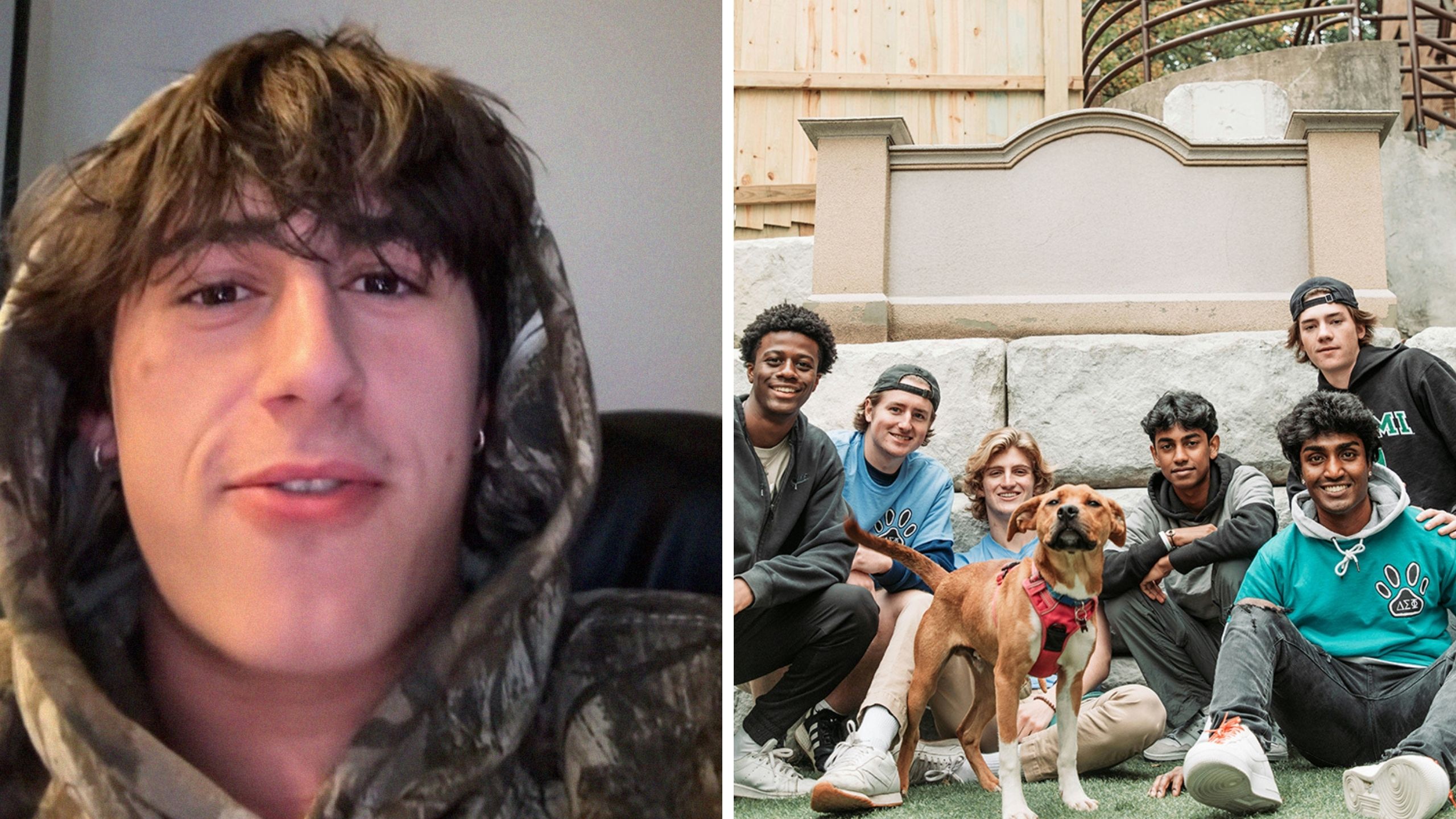 man shares university experience (l) fraternity guys (r)