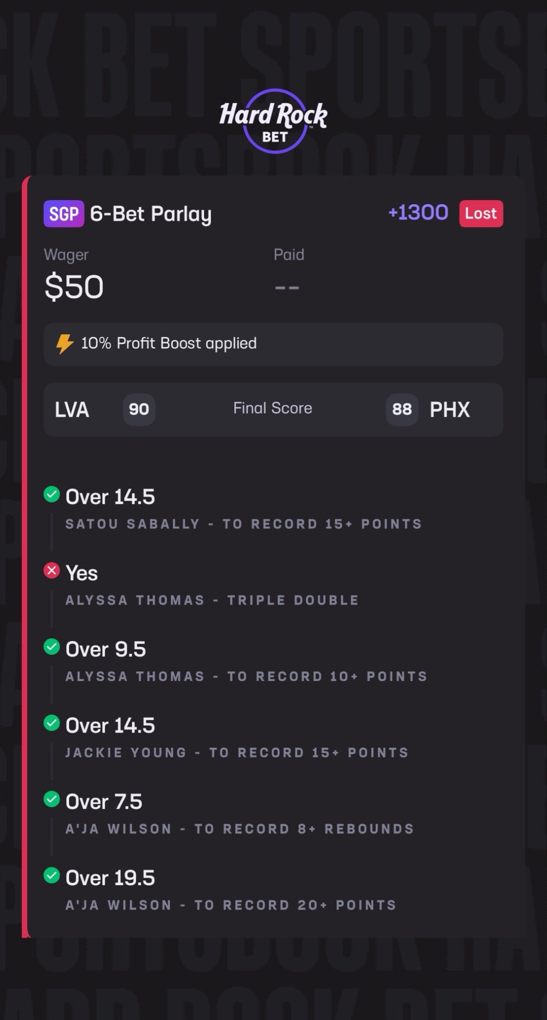 Alyssa Thomas Triple Double Bet