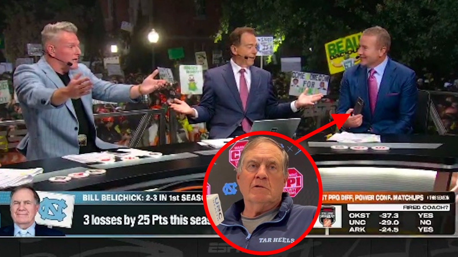 bill belichick college gameday call