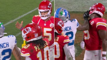 Wild Brawl Breaks Out Between Chiefs & Lions After Brian Branch Leaves Patrick Mahomes Hanging To Slap JuJu Smith-Schuster