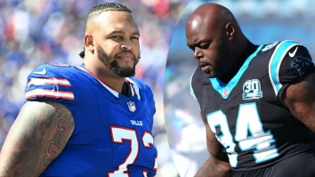 Chaos Infiltrates Bills-Panthers Postgame When Dion Dawkins Uses Hat As Projectile To Ignite Scuffle