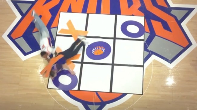 Knicks fans playing tic tac toe