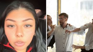 woman shares relationship drama (l) two women fighting over a man (r)