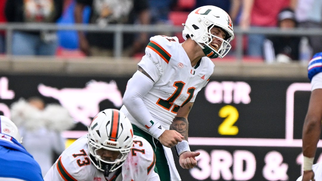 Carson Beck Coaching Staff Miami Play Call Interception