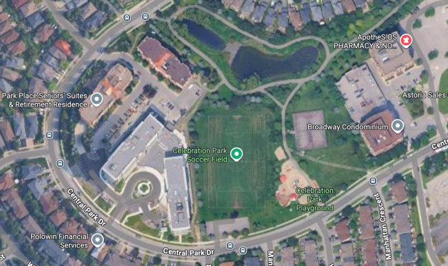 satellite view of Celebration Park in Ottawa