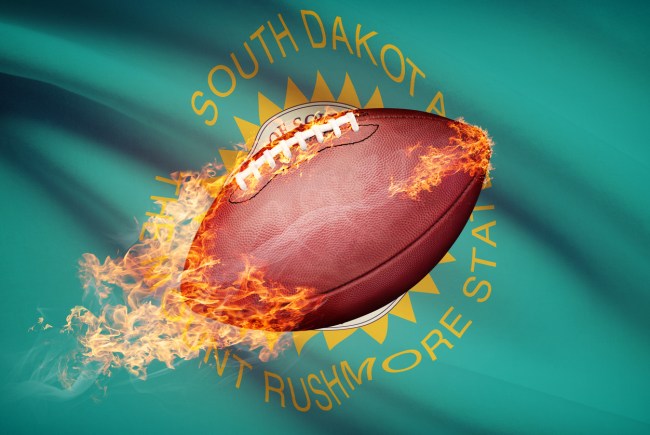 football over South Dakota flag
