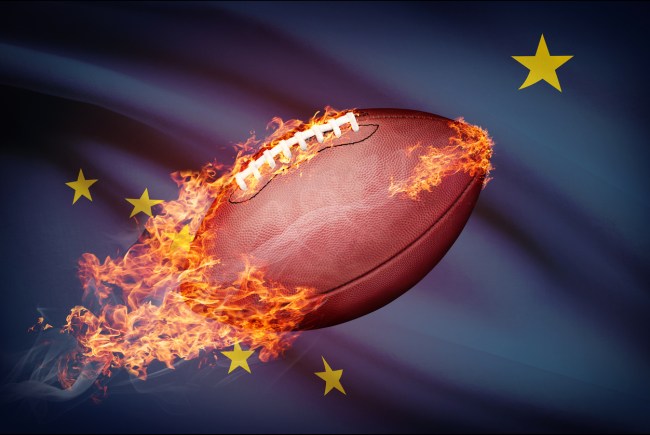 football over Alaska flag