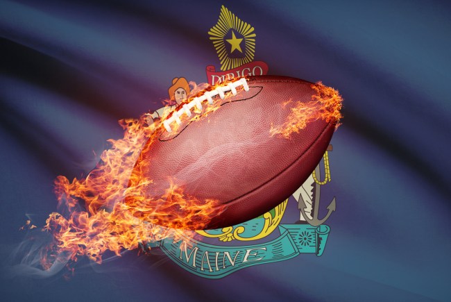 football over Maine flag