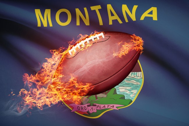 football over Montana flag