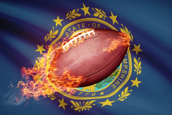 football over New Hampshire flag