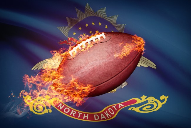 football on North Dakota flag