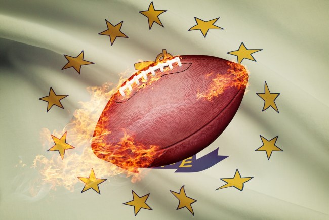 football over Rhode Island state flag