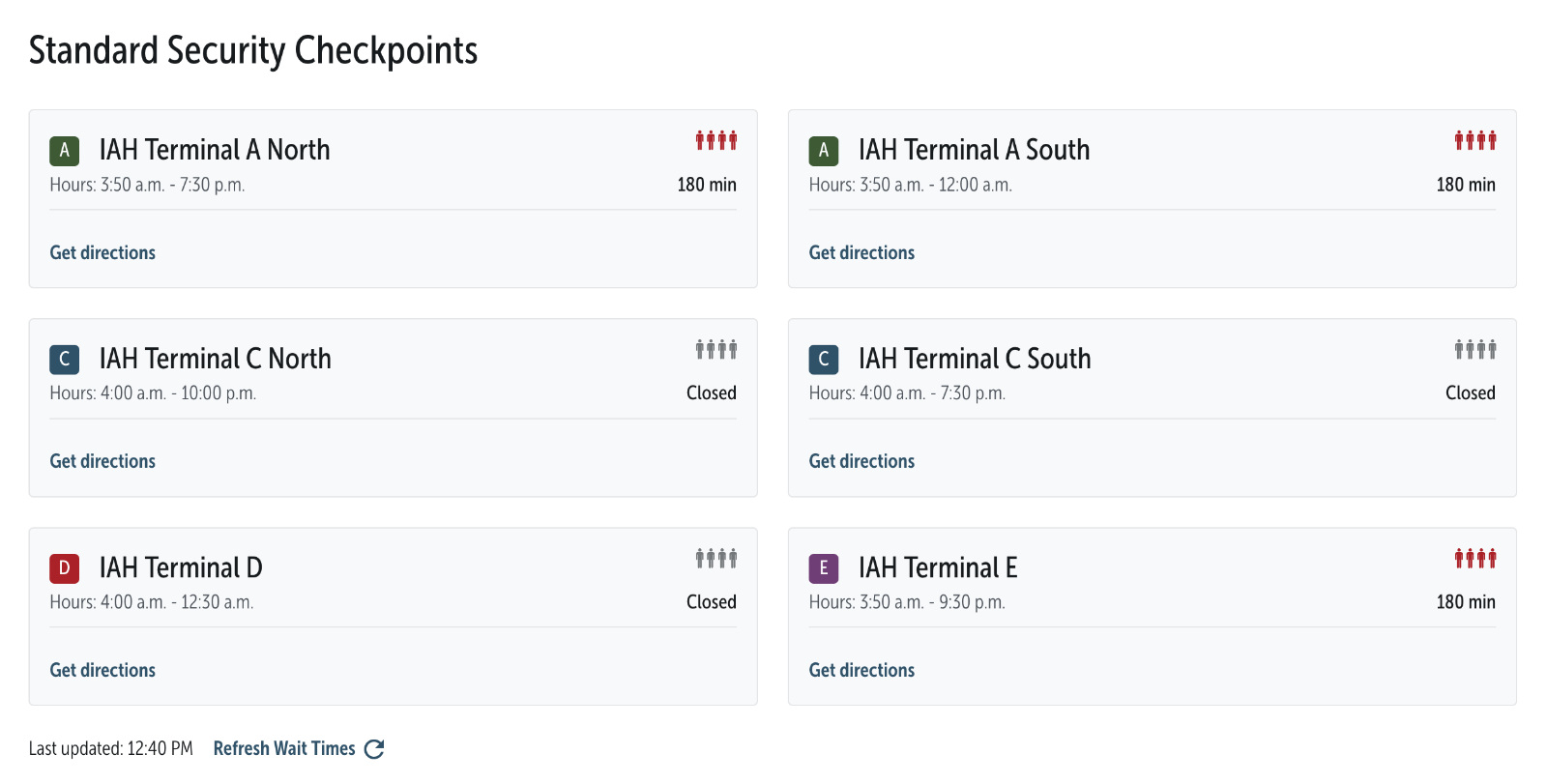 Houston airport security wait times during government shutdown