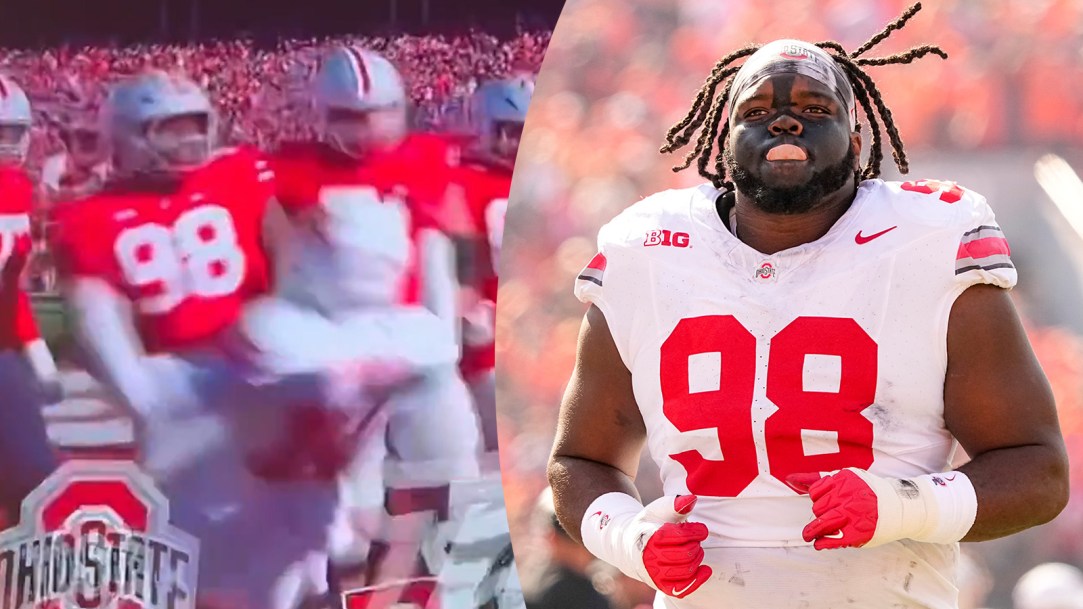 Kayden McDonald Ohio State Deck Shove Push Rutgers Defensive Back Penalty