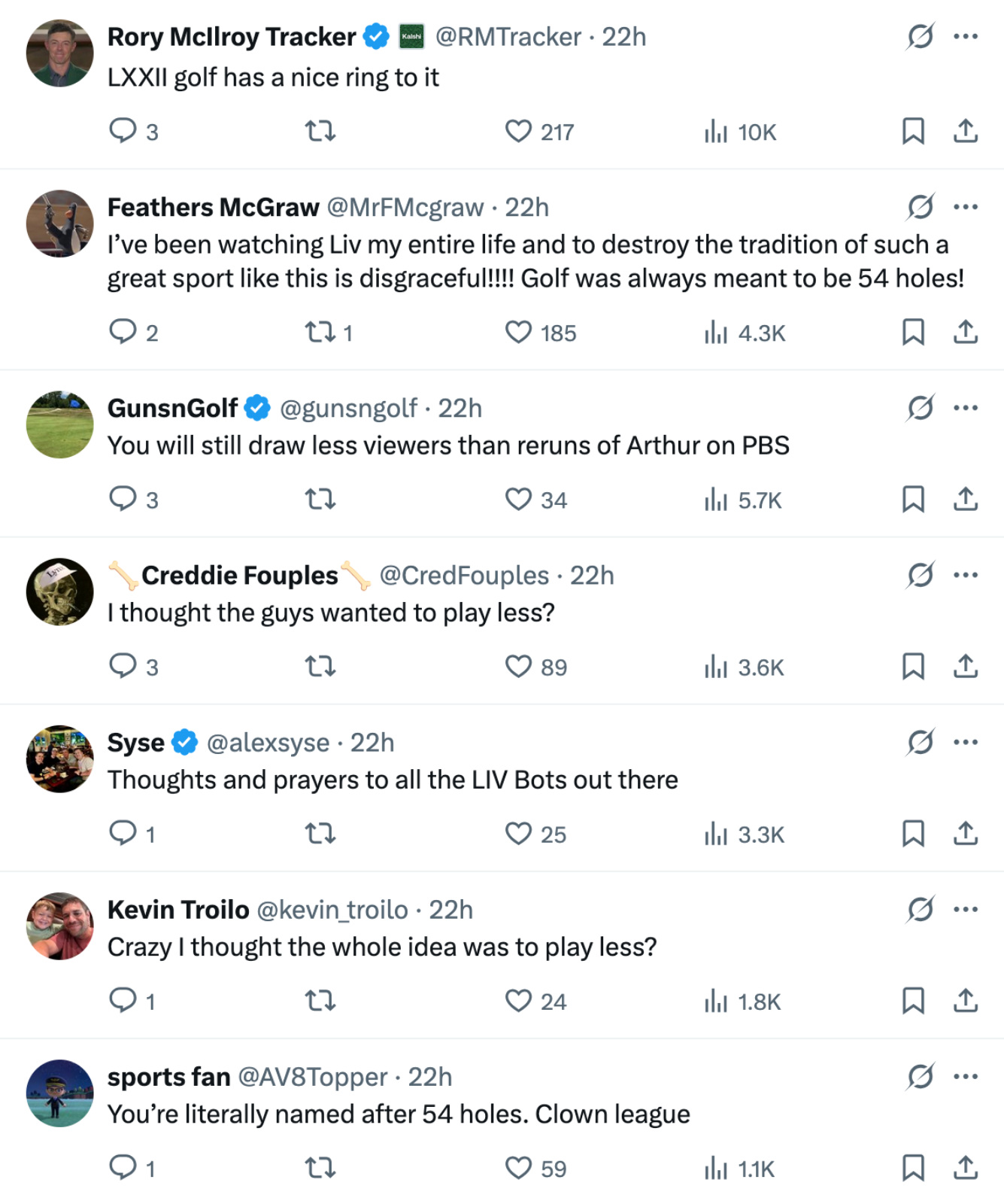 golf fans react to 72 hole LIV Golf format change