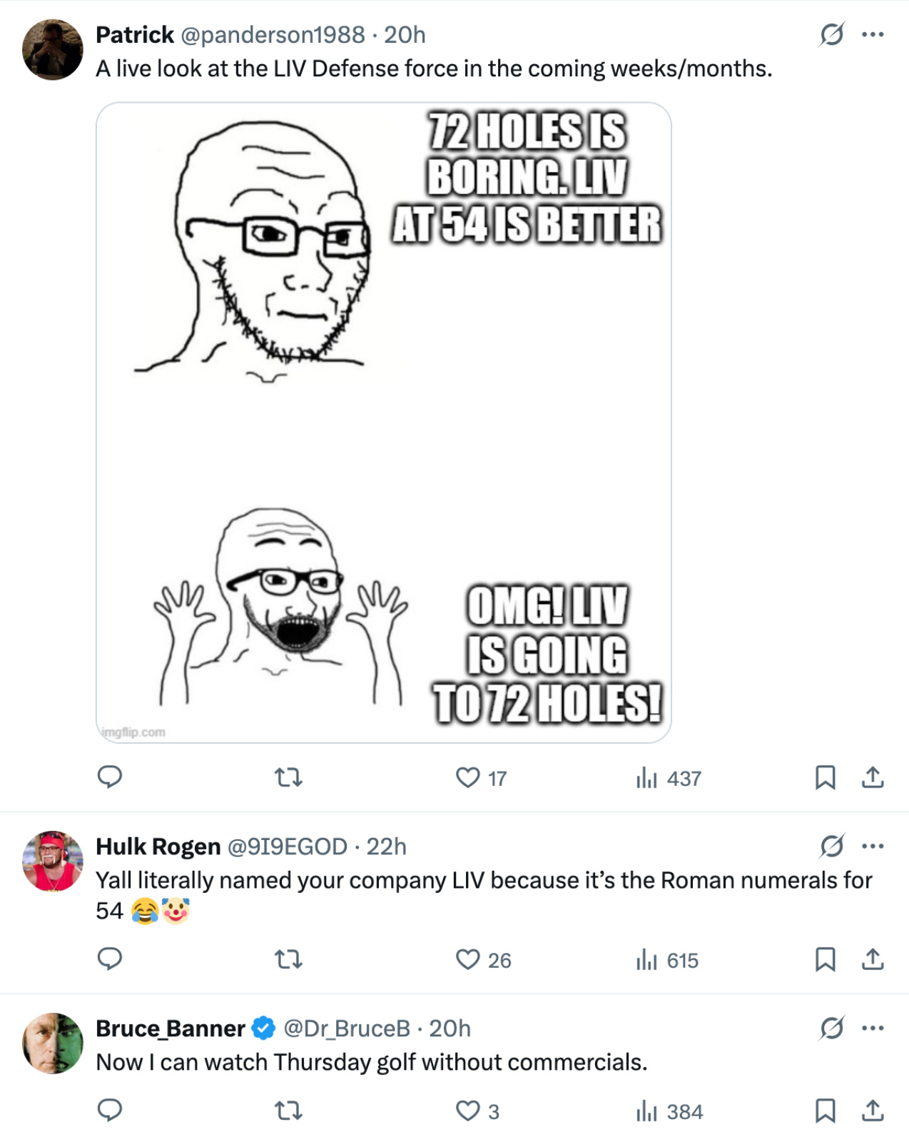 golf fans react to 72 hole LIV Golf format change