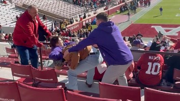 LSU Staffer Gets Body Slammed After Attacking Oklahoma Fan Who Refused To Return Football